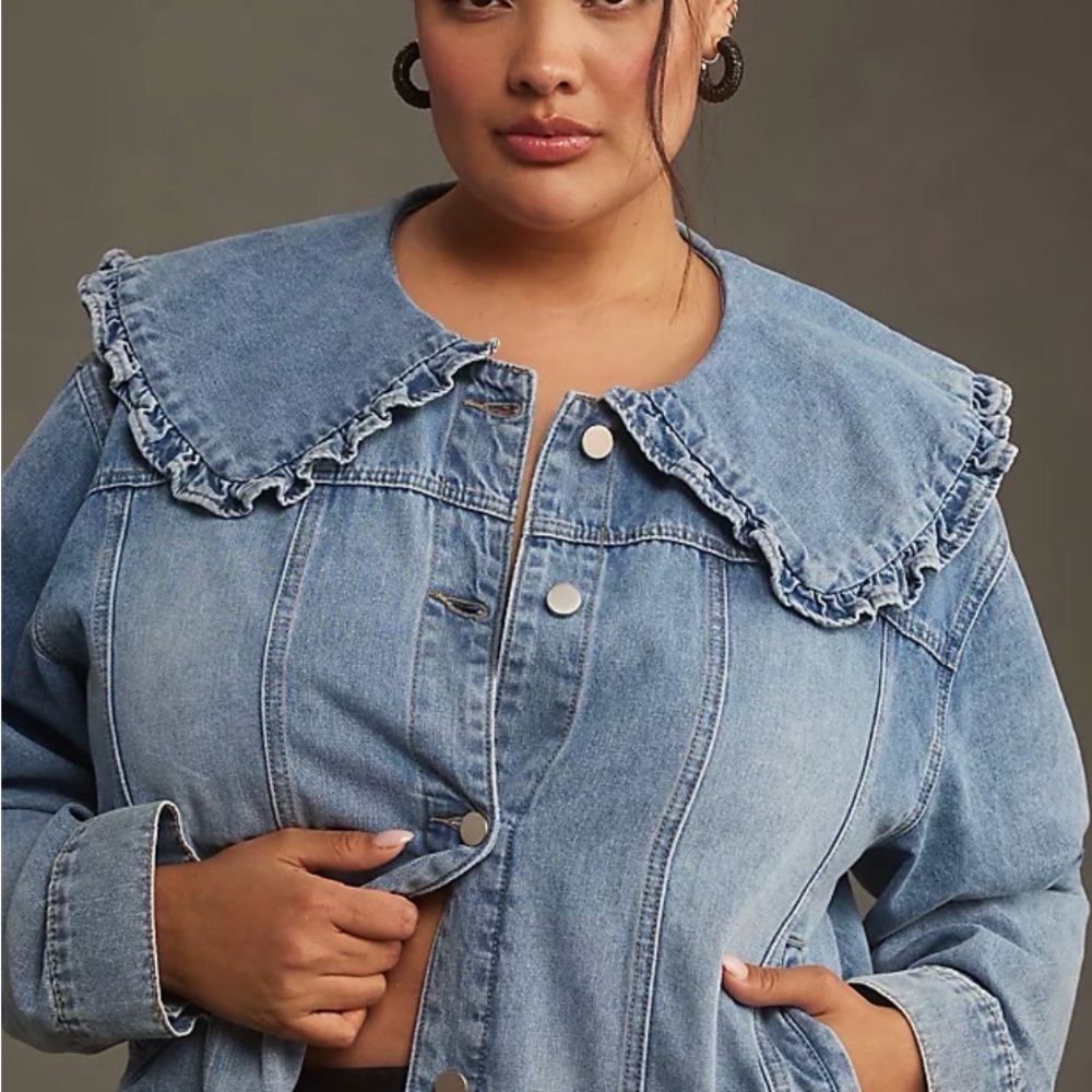 MABLE Anthropologie Peter Pan Collar Denim Jacket